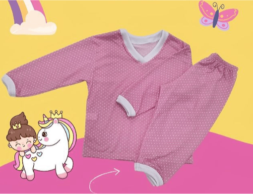 Pijama Rosa Estampa Bolinhas